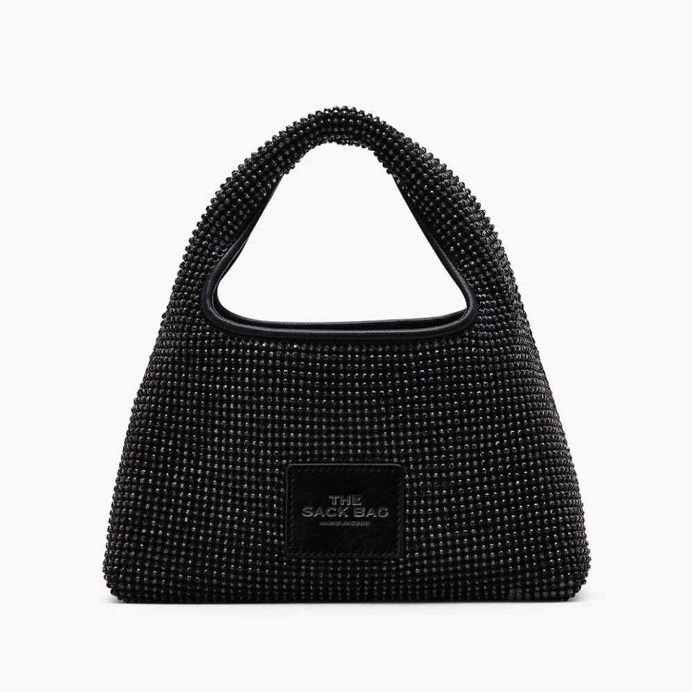 NWT Marc Jacobs The Sack Mini Bag Top Handle Black Rhinestone